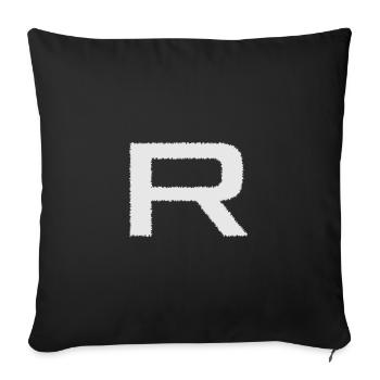 R sign with brush texture - Sofa pillowcase 17,3'' x 17,3'' (45 x 45 cm) - black - Front