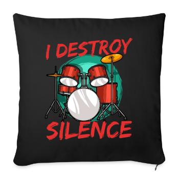 Tambour Batterie - Housse de coussin décorative 45 x 45 cm - noir - Devant