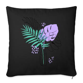 Illustration artistique de plantes - Housse de coussin décorative 45 x 45 cm - noir - Devant