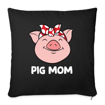 Pig Farmer Mom Love Pigs Pig Mom Funny Pigs - Sofa pillowcase 17,3'' x 17,3'' (45 x 45 cm) - black - Front