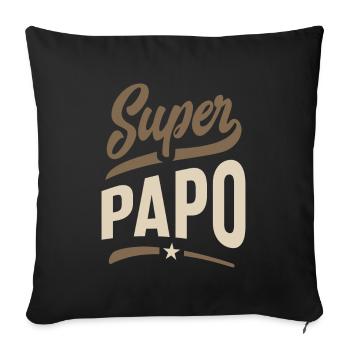 Super Papo | Father Grandfather Gift - Sofa pillowcase 17,3'' x 17,3'' (45 x 45 cm) - black - Front