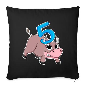Taureau taureau d'anniversaire pour enfants de 5 ans - Housse de coussin décorative 45 x 45 cm - noir - Devant