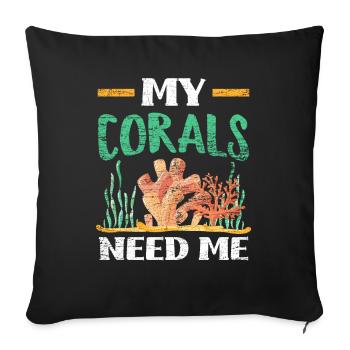 Coraux d'aquarium - Housse de coussin décorative 45 x 45 cm - noir - Devant