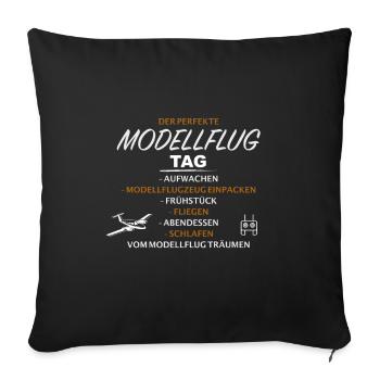 Modellflug Modellflugzeug Modellfliegen - Sofakissenbezug 45 x 45 cm - Schwarz - Vorne