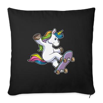 Unicorn Skater Skateboard - Housse de coussin décorative 45 x 45 cm - noir - Devant