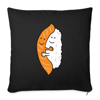Sushi Hugging Salmon Cute Japanese Sushi - Sofakissenbezug 45 x 45 cm - Schwarz - Vorne