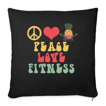 Peace Love Fitness Home Workout Yoga - Sofa pillowcase 17,3'' x 17,3'' (45 x 45 cm) - black - Front