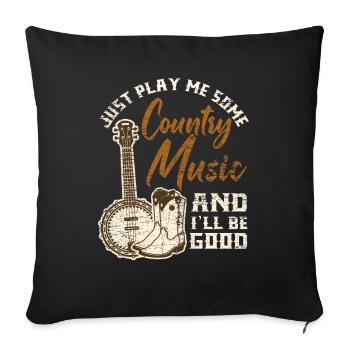 Cadeau d'amour de musique country - Housse de coussin décorative 45 x 45 cm - noir - Devant