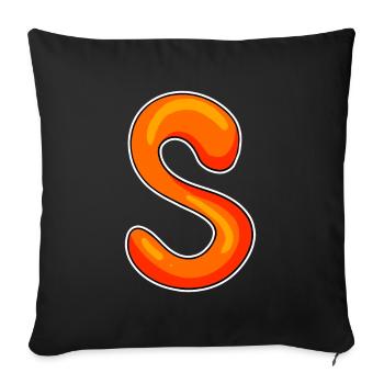 Letter S. - Sofa pillowcase 17,3'' x 17,3'' (45 x 45 cm) - black - Front