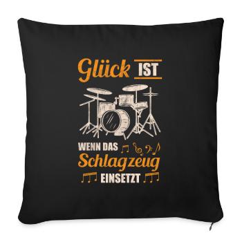 Schlagzeug Schlagzeuger Retro Vintage Geschenkidee - Sofakissenbezug 45 x 45 cm - Schwarz - Vorne