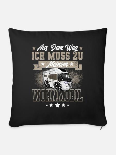 Camping Camper Wohnmobil - Sofakissenbezug 45 x 45 cm - Schwarz