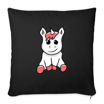 Licorne créatures mythiques enfants bébé bambin - Housse de coussin décorative 45 x 45 cm - noir - Devant