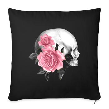 Rose Skull Gothic Design - Sofa pillowcase 17,3'' x 17,3'' (45 x 45 cm) - black - Front