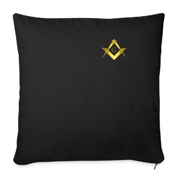 Masonic symbol angle compass gold freemasonry - Sofa pillowcase 17,3'' x 17,3'' (45 x 45 cm) - black - Front