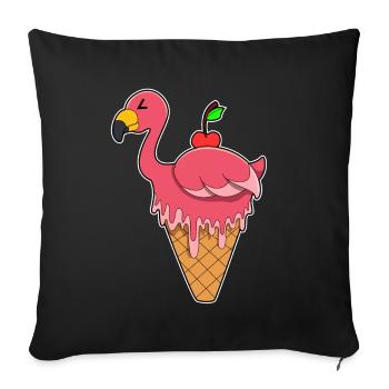 Flamingo Waffeleis - Sofakissenbezug 45 x 45 cm - Schwarz - Vorne
