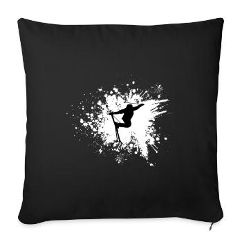 Ski freestyler skieur hiver sportsman splash de couleur - Housse de coussin décorative 45 x 45 cm - noir - Devant
