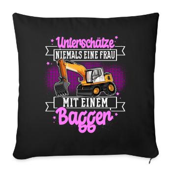 Baggerfahrerin - Sofakissenbezug 45 x 45 cm - Schwarz - Vorne