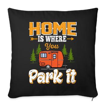 camping - Housse de coussin décorative 45 x 45 cm - noir - Devant