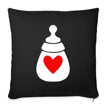 Bouteille de lait avec coeur - Housse de coussin décorative 45 x 45 cm - noir - Devant