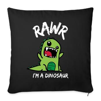 Rawr je suis un dinosaure mignon dinosaure pour les enfants - Housse de coussin décorative 45 x 45 cm - noir - Devant