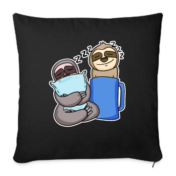 Sloths - Sofa pillowcase 17,3'' x 17,3'' (45 x 45 cm) - black - Front