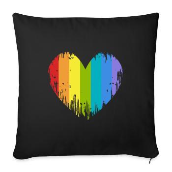 LGBT Herz - Sofakissenbezug 45 x 45 cm - Schwarz - Vorne