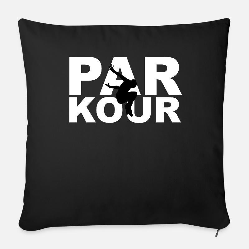 Parkour mit Parkourläufer Parkourläuferin - Sofakissenbezug 45 x 45 cm - Schwarz