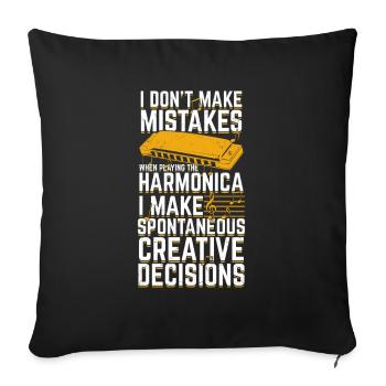 Harmonica harmonica cadeau - Housse de coussin décorative 45 x 45 cm - noir - Devant