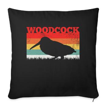 Bécasse échassier rétro vintage - Housse de coussin décorative 45 x 45 cm - noir - Devant