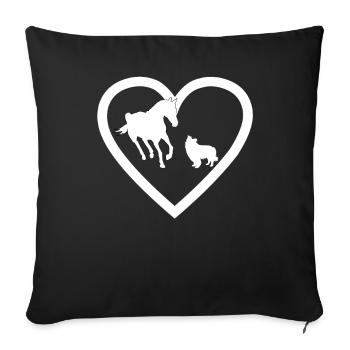 Heart Horse Dog Riding Dog Lover Love - Sofa pillowcase 17,3'' x 17,3'' (45 x 45 cm) - black - Front