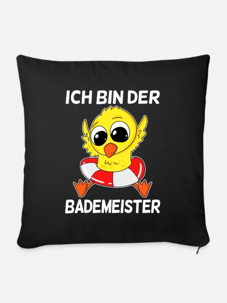 Bademeister Ente Rettungsschwimmer lustig - Sofakissenbezug 45 x 45 cm - Schwarz