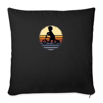 Retro design vintage balance bike kids clothing - Sofa pillowcase 17,3'' x 17,3'' (45 x 45 cm) - black - Front