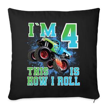 4 Jahre Monstertruck - Sofakissenbezug 45 x 45 cm - Schwarz - Vorne