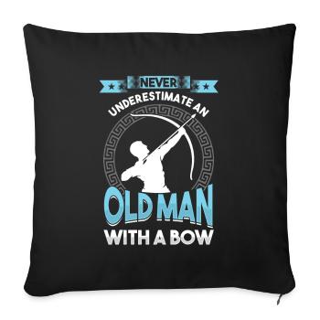Archer grand-père tir à l’arc avec flèche et arc - Housse de coussin décorative 45 x 45 cm - noir - Devant