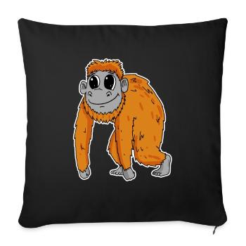 Singe orang-outan - Housse de coussin décorative 45 x 45 cm - noir - Devant