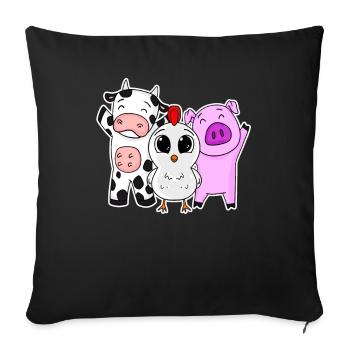 Jolie ferme animaux - Housse de coussin décorative 45 x 45 cm - noir - Devant