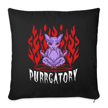 Purrgatory Cat Satan Baphomet - Cat Purgatory - Sofa pillowcase 17,3'' x 17,3'' (45 x 45 cm) - black - Front