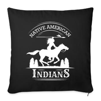 Native American Indians Indians Indians Guerrier Cheval - Housse de coussin décorative 45 x 45 cm - noir - Devant