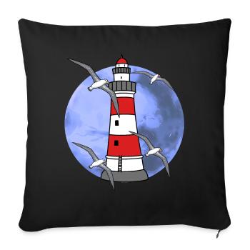 Northern Germany Lighthouse Nautical Maritim Seagull - Sofa pillowcase 17,3'' x 17,3'' (45 x 45 cm) - black - Front
