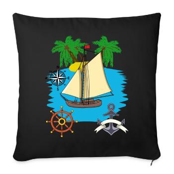Sailboat Seaing Caribbean South Sea Sailor Sailing - Sofa pillowcase 17,3'' x 17,3'' (45 x 45 cm) - black - Front