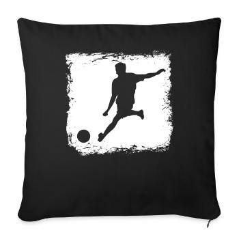 Joueur de football, tir de but, silhouette, sport d’équipe - Housse de coussin décorative 45 x 45 cm - noir - Devant