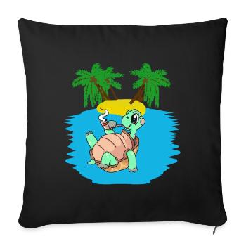 Turtle, Island, Young, Caribbean, South Seas, Summer - Sofa pillowcase 17,3'' x 17,3'' (45 x 45 cm) - black - Front