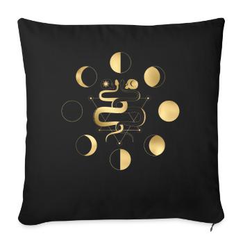 Silhouette dorée de la lune - Housse de coussin décorative 45 x 45 cm - noir - Devant