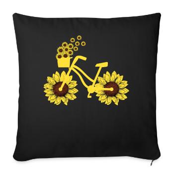 Vélo tournesol vélo cyclisme hippie vacances d’été - Housse de coussin décorative 45 x 45 cm - noir - Devant
