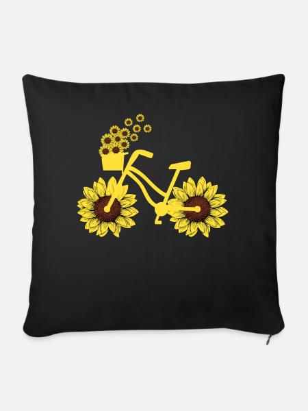 Fahrrad Sonnenblume Radfahren Hippie Sommer Urlaub - Sofakissenbezug 45 x 45 cm - Schwarz