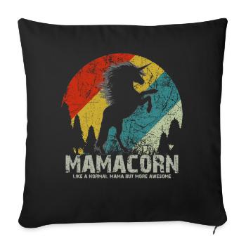 Mama Unicorn Sunset Retro Style Shirt - Sofa pillowcase 17,3'' x 17,3'' (45 x 45 cm) - black - Front