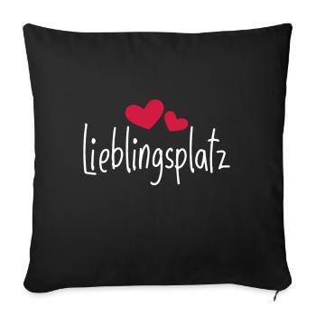 Lieblingsplatz Kissen mit Herz - Sofakissenbezug 45 x 45 cm - Schwarz - Vorne