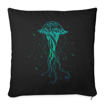Jellyfish Sea Animal Psychedelic Art Gift - Sofa pillowcase 17,3'' x 17,3'' (45 x 45 cm) - black - Front