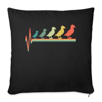 Puffin Birds Heartbeat - Sofa pillowcase 17,3'' x 17,3'' (45 x 45 cm) - black - Front