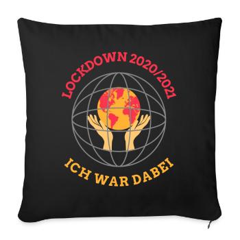 Lockdown 2020/21 – Globe and hands - Sofa pillowcase 17,3'' x 17,3'' (45 x 45 cm) - black - Front